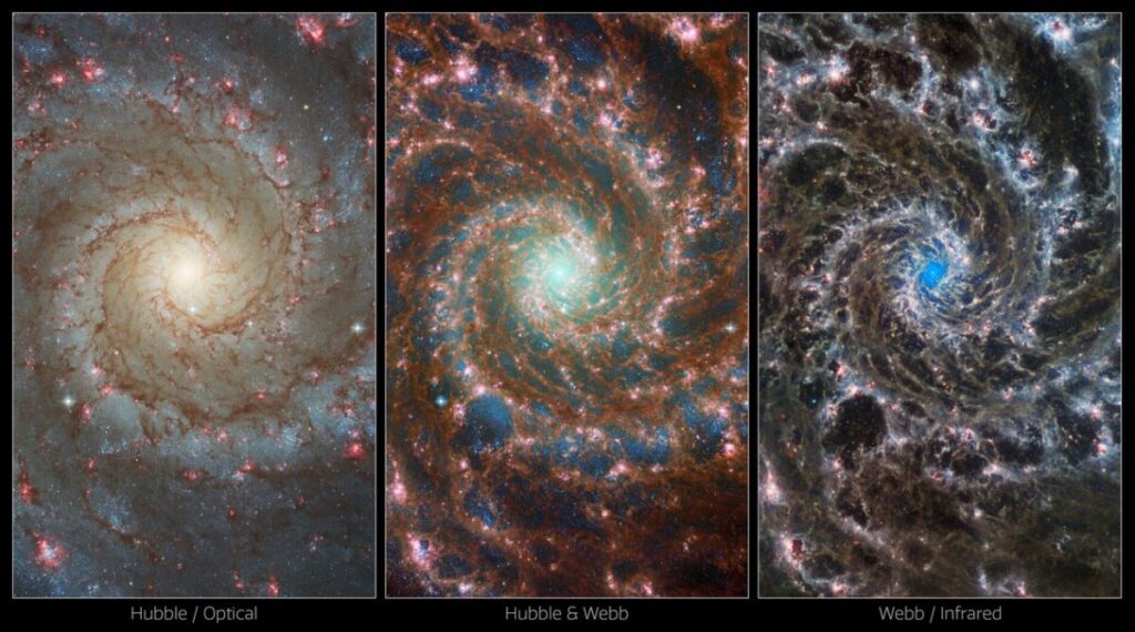 Hubble vs. JWST Galassia fantasma