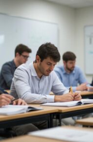 studenti che studiano insieme in un'aula